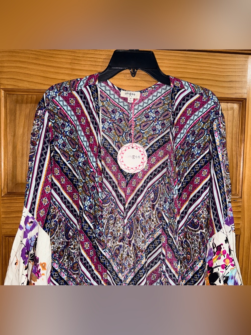 NWT Umgee “Full of Blooms” Kimono-Purple & Cream w/Multicolor Floral Accents-M - Picture 4 of 14